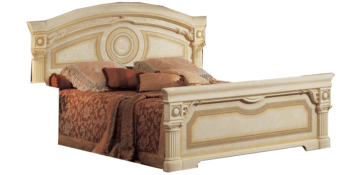 High Gloss Lacquer Aida Bed Ivory w/Gold p11715 By ESF Furniture