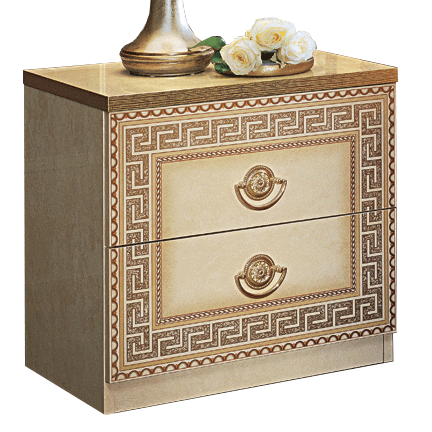 High Gloss Lacquer Aida Ivory Nightstand i27439 By ESF Furniture