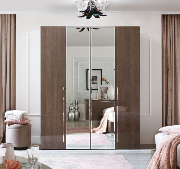 High Gloss Lacquer Platinum DROP Bedroom Set SILVER BIRCH p8039 By ESF Furniture - Image 9