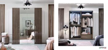 High Gloss Lacquer, Shiny Platinum 4 Door Wardrobe i23982 By ESF Furniture