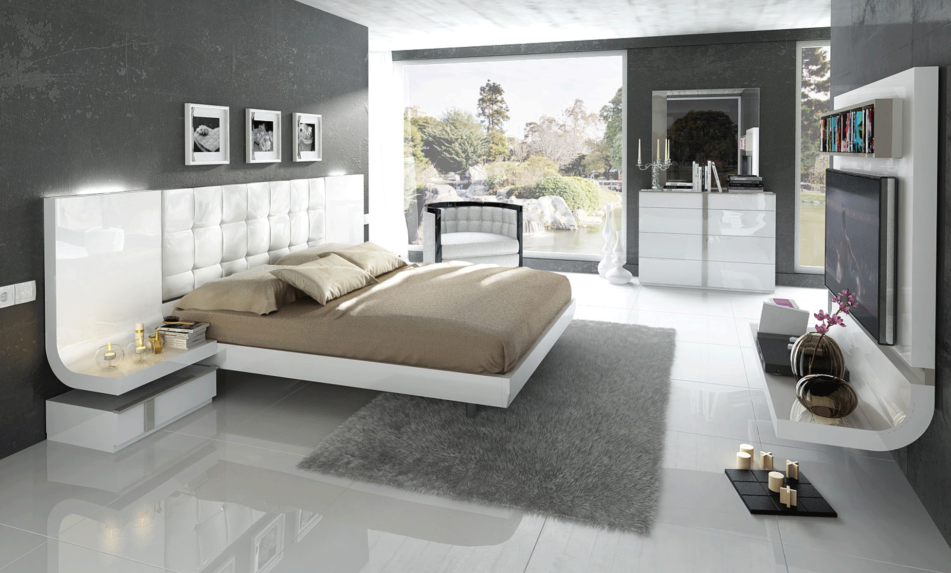 Granada White Bed Room Set p6832 By ESF Furniture