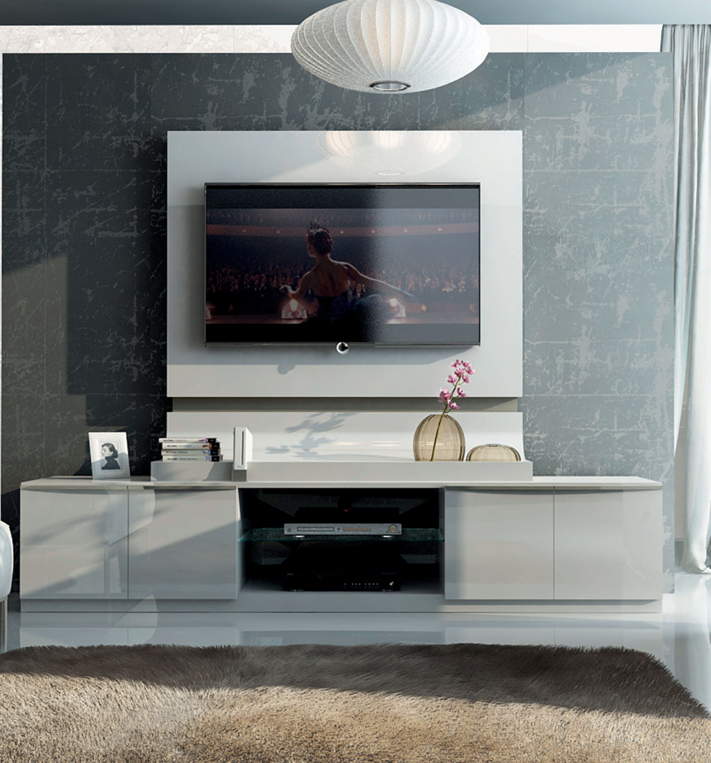 High Gloss Lacquer Granada TV Base w/Panel i36591 By ESF Furniture