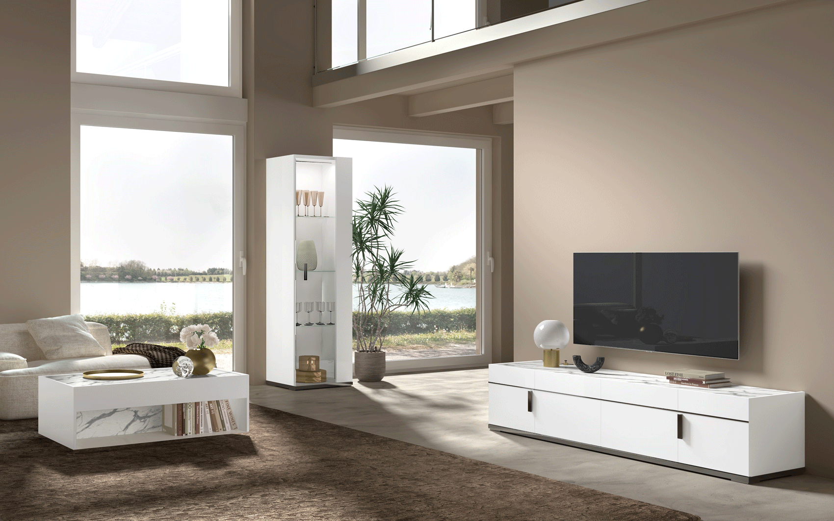 High Gloss Lacquer Carrara Entertainment p12154 By ESF Furniture