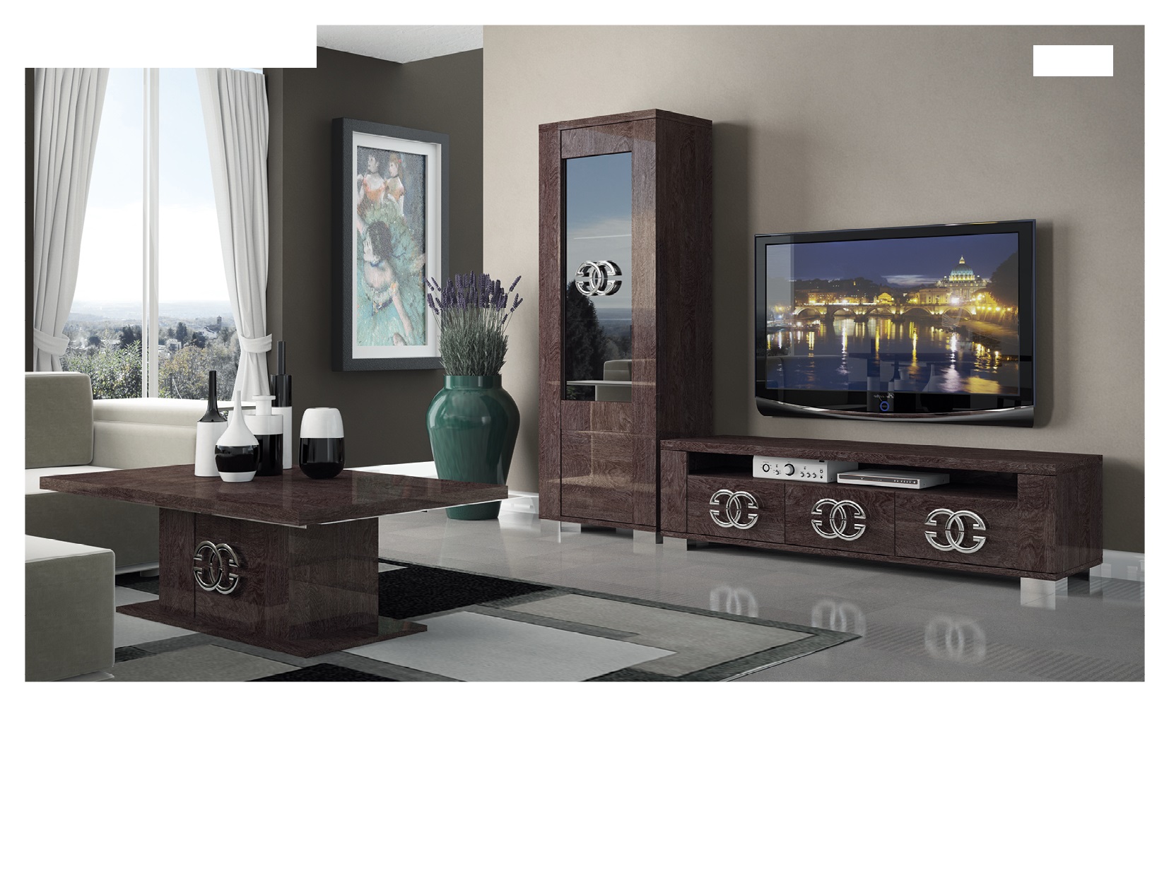 High Gloss Lacquer Prestige Entertainment p6977 By ESF Furniture