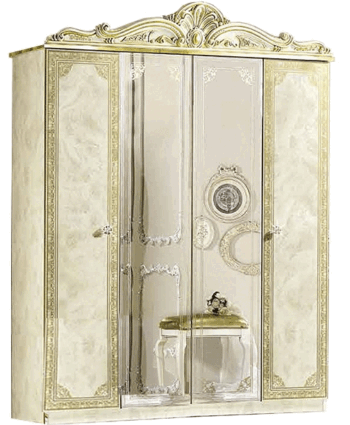 High Gloss Lacquer Leonardo 4 Door Wardrobe i24005 By ESF Furniture