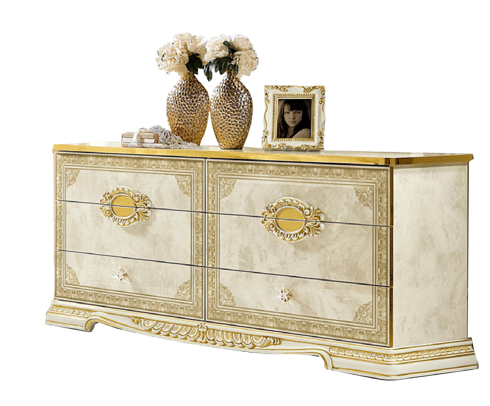 High Gloss Lacquer Leonardo Double Dresser i26149 By ESF Furniture