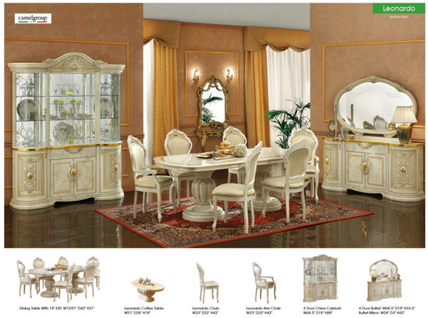 White Lacquer Dining Set Leonardo p5086 By ESF Furniture - Image 3