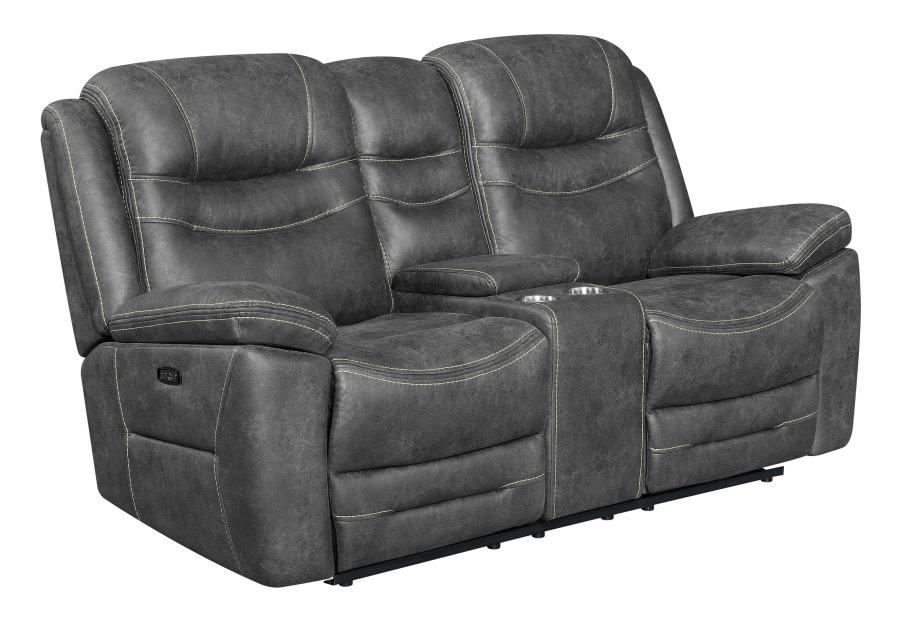 Hemer Upholstered Power^2 Loveseat Dark Grey 603342PP by Coaster Furniture