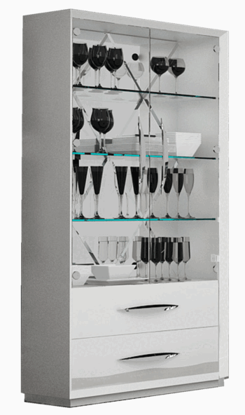High Gloss Lacquer, Mat Carmen 2 Door Curio White 2 Door Wardrobe i24036 By ESF Furniture