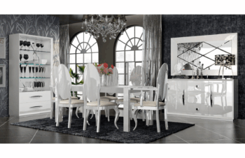 High Gloss Lacquer, Mat Carmen White Dining Room Set p9874 By ESF Furniture