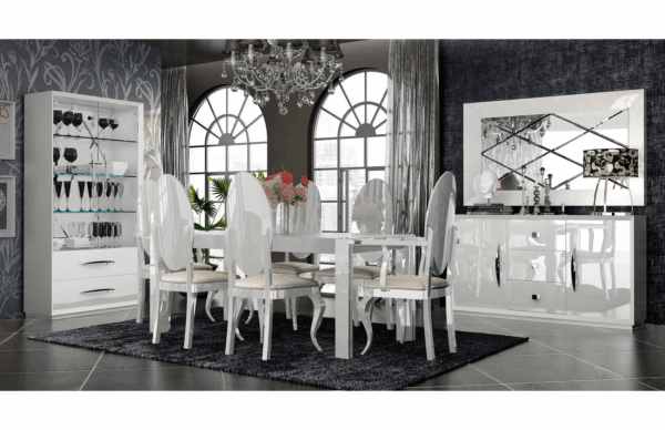 High Gloss Lacquer, Mat Carmen White Dining Table i27703 By ESF Furniture - Image 2