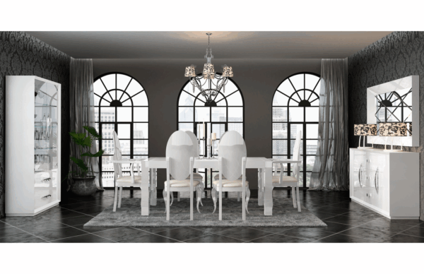 High Gloss Lacquer, Mat Carmen White Dining Room Set p9874 By ESF Furniture - Image 4