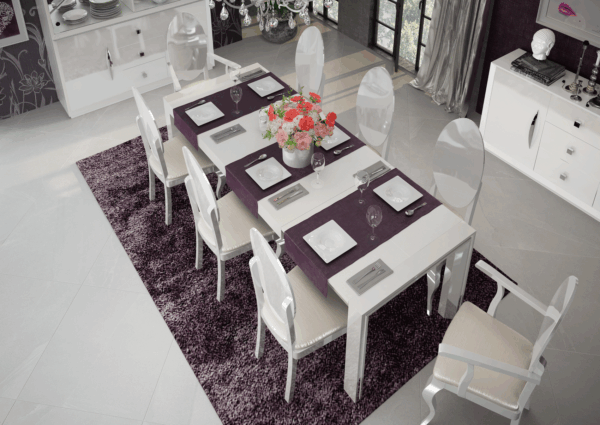 High Gloss Lacquer, Mat Carmen White Dining Room Set p9874 By ESF Furniture - Image 5