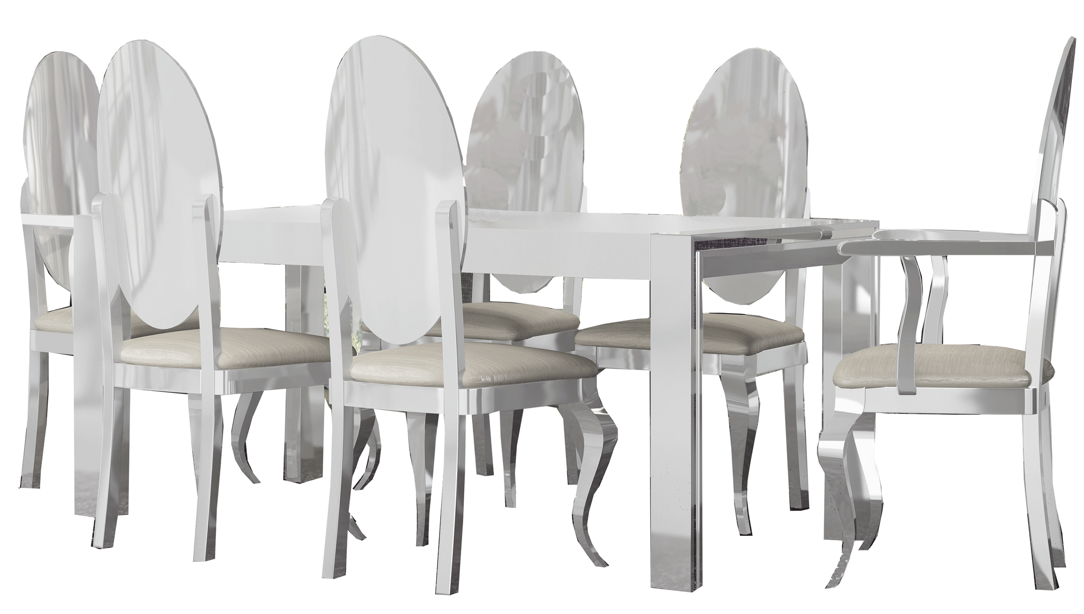 High Gloss Lacquer, Mat Carmen White Dining Table i27703 By ESF Furniture