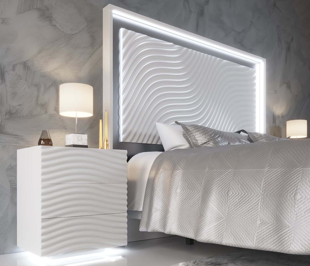 Wave Nightstand White p12670 By ESF Furniture