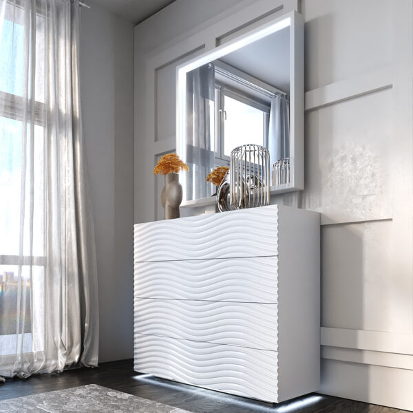 Shiny Wave Bedroom Set White p12666 By ESF Furniture 24