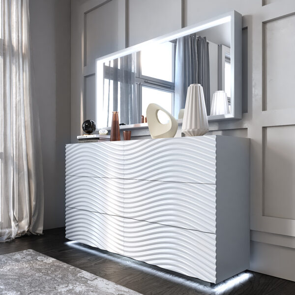Shiny Wave Bedroom Set White p12666 By ESF Furniture 26