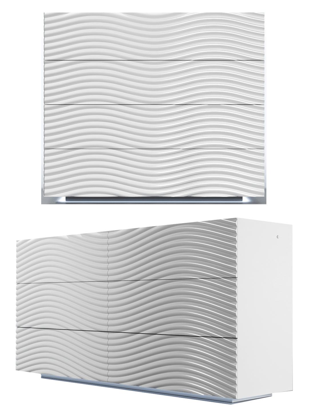 Wave Dressers / mirrors White p12673 By ESF Furniture