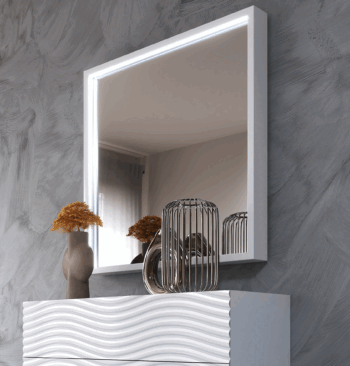 Wave WHITE mirror for Single dresser p13083 By ESF Furniture