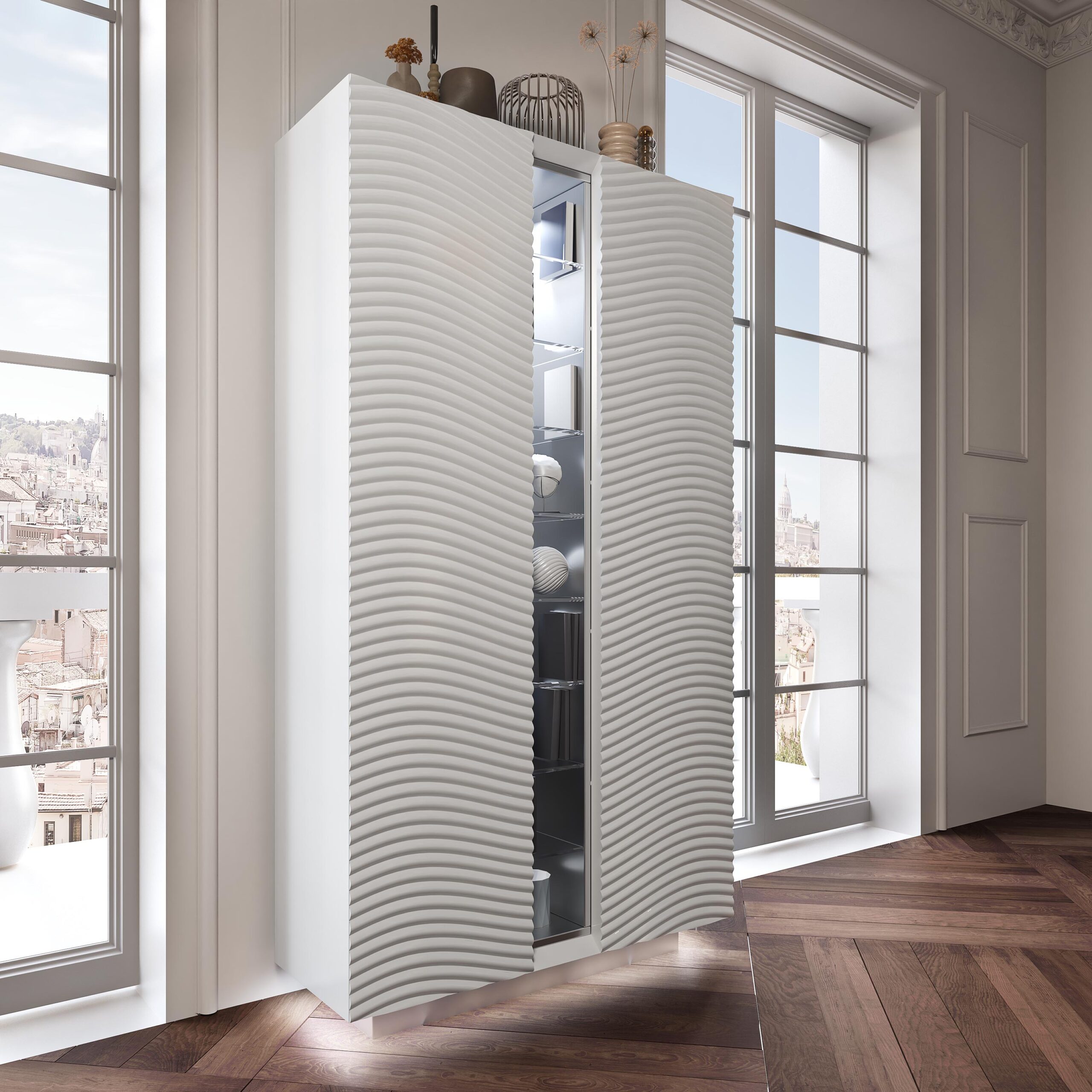 Wave 2 Door china w/ light i36257 By ESF Furniture