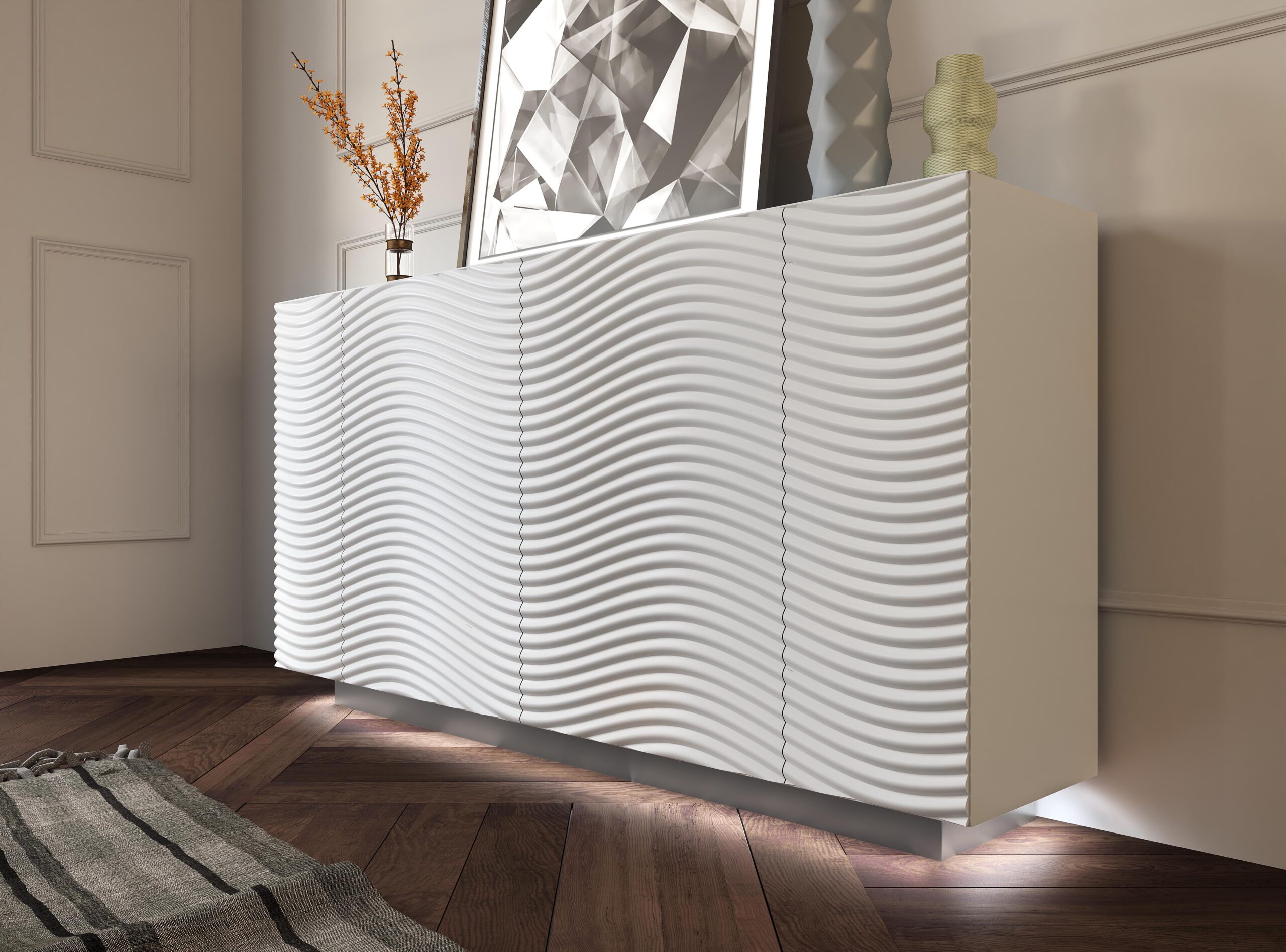 Wave 4 Door buffet White p12662 By ESF Furniture
