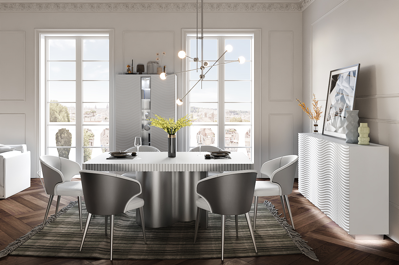 Wave Dining White Set p12656 By ESF Furniture