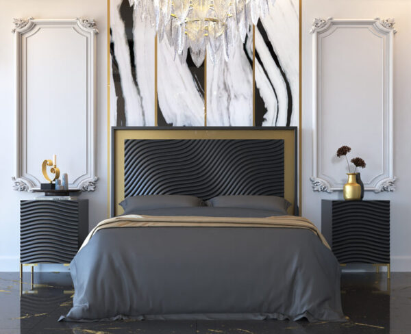 Shiny Wave Bedroom Dark grey Set p12665 By ESF Furniture 23