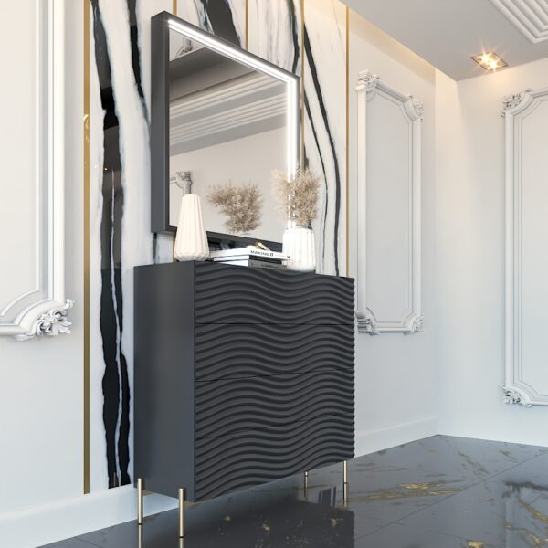 Shiny Wave Bedroom Dark grey Set p12665 By ESF Furniture - Image 5