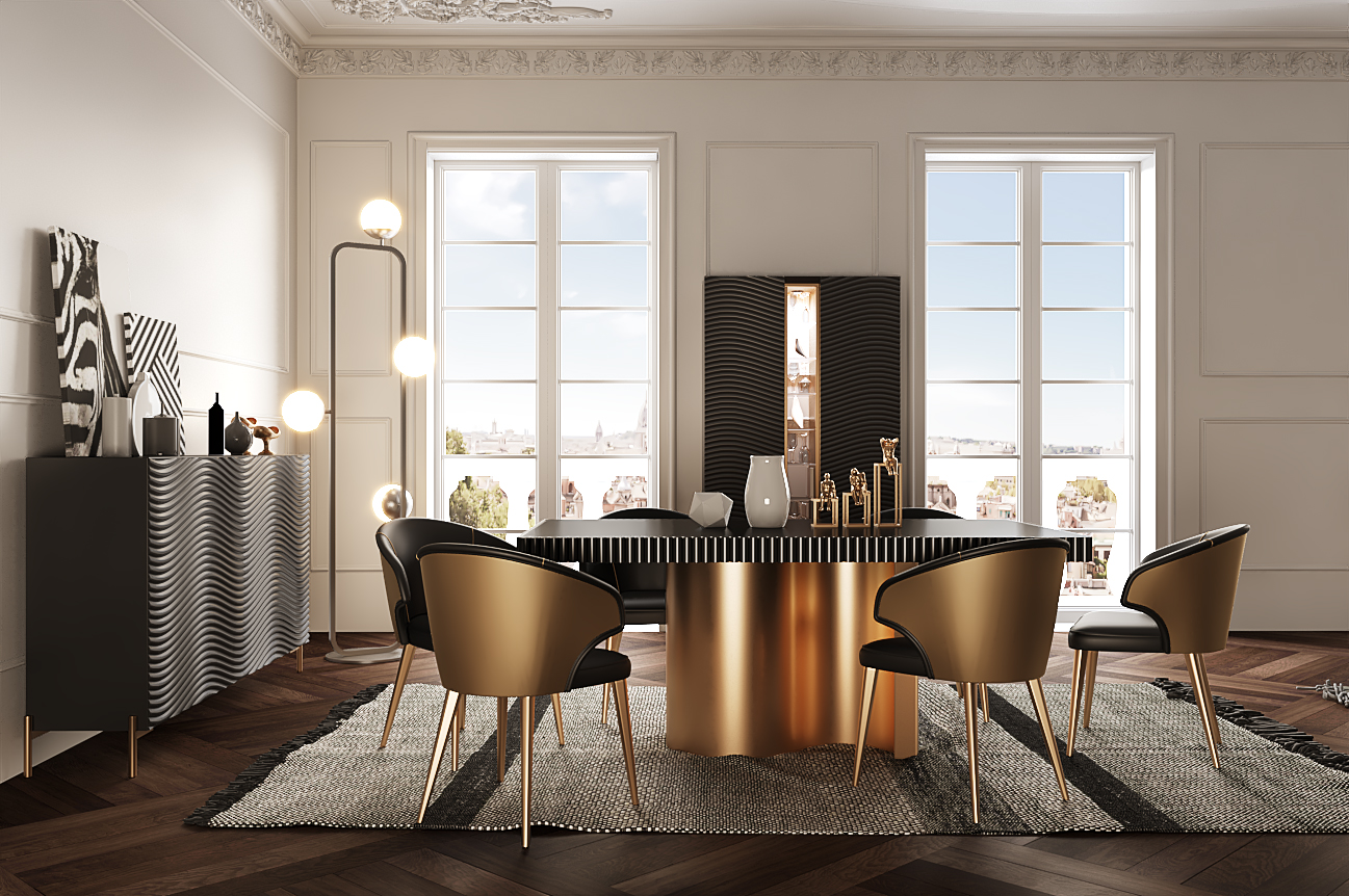 Shiny Wave Dining Dark grey Set p12655 By ESF Furniture