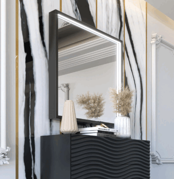 Wave DARK GREY mirror for single dresser p13105 By ESF Furniture