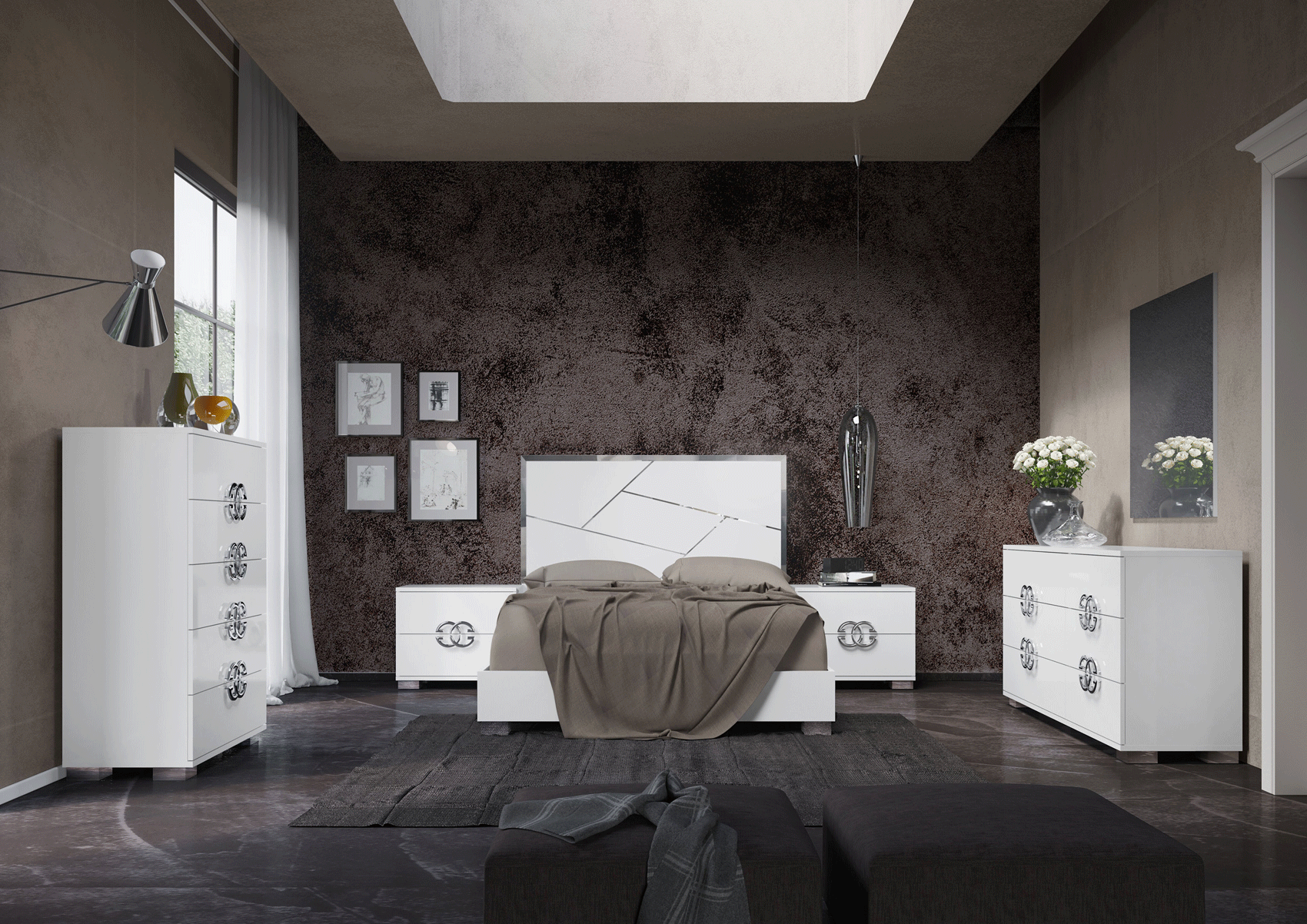 High Gloss Lacquer Dafne Bedroom Set p9854 By ESF Furniture