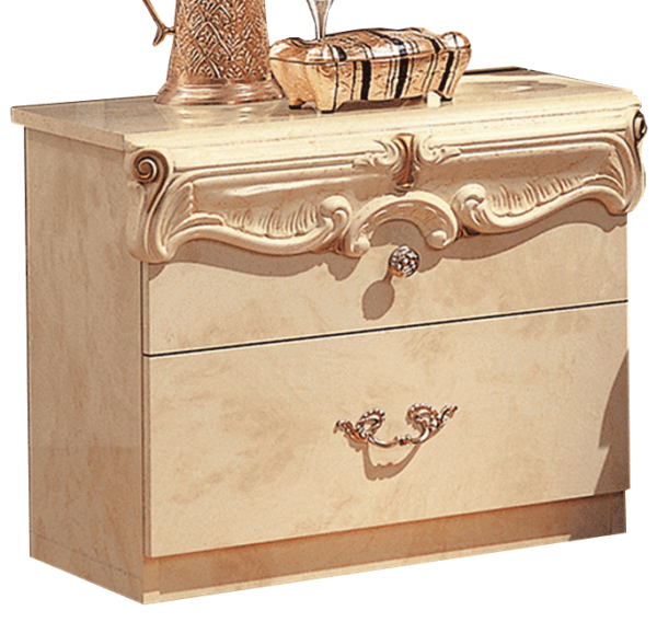 High Gloss Lacquer Barocco Ivory Nightstand p11510 By ESF Furniture 6