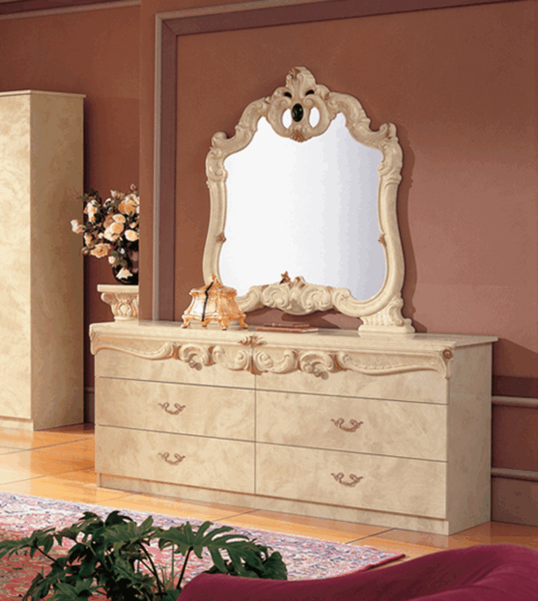 High Gloss Lacquer Barocco Dresser Ivory p11511 By ESF Furniture - Image 4