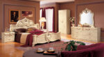 High Gloss Lacquer Barocco Ivory Bedroom Set p243 By ESF Furniture 33