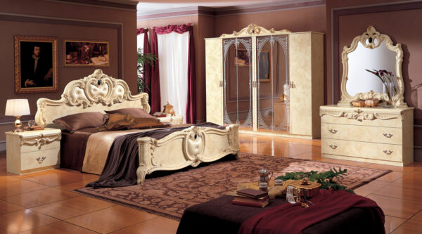 High Gloss Lacquer Barocco Ivory Bedroom Set p243 By ESF Furniture - Image 10