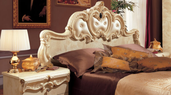 High Gloss Lacquer Barocco Ivory Bedroom Set p243 By ESF Furniture - Image 11