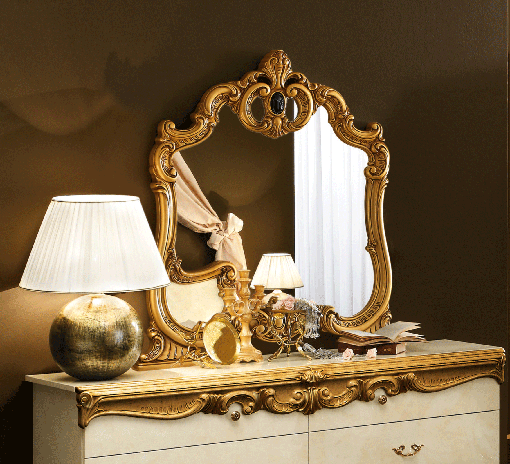 Barocco Ivory/Gold mirror i3851 By ESF Furniture