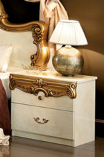 High Gloss Lacquer Barocco Ivory w/Gold Bedroom Set p4940 By ESF Furniture 30