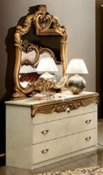 High Gloss Lacquer Barocco Ivory w/Gold Bedroom Set p4940 By ESF Furniture 31