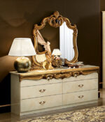 High Gloss Lacquer Barocco Ivory w/Gold Bedroom Set p4940 By ESF Furniture 32