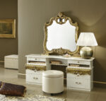 High Gloss Lacquer Barocco Ivory w/Gold Bedroom Set p4940 By ESF Furniture 34