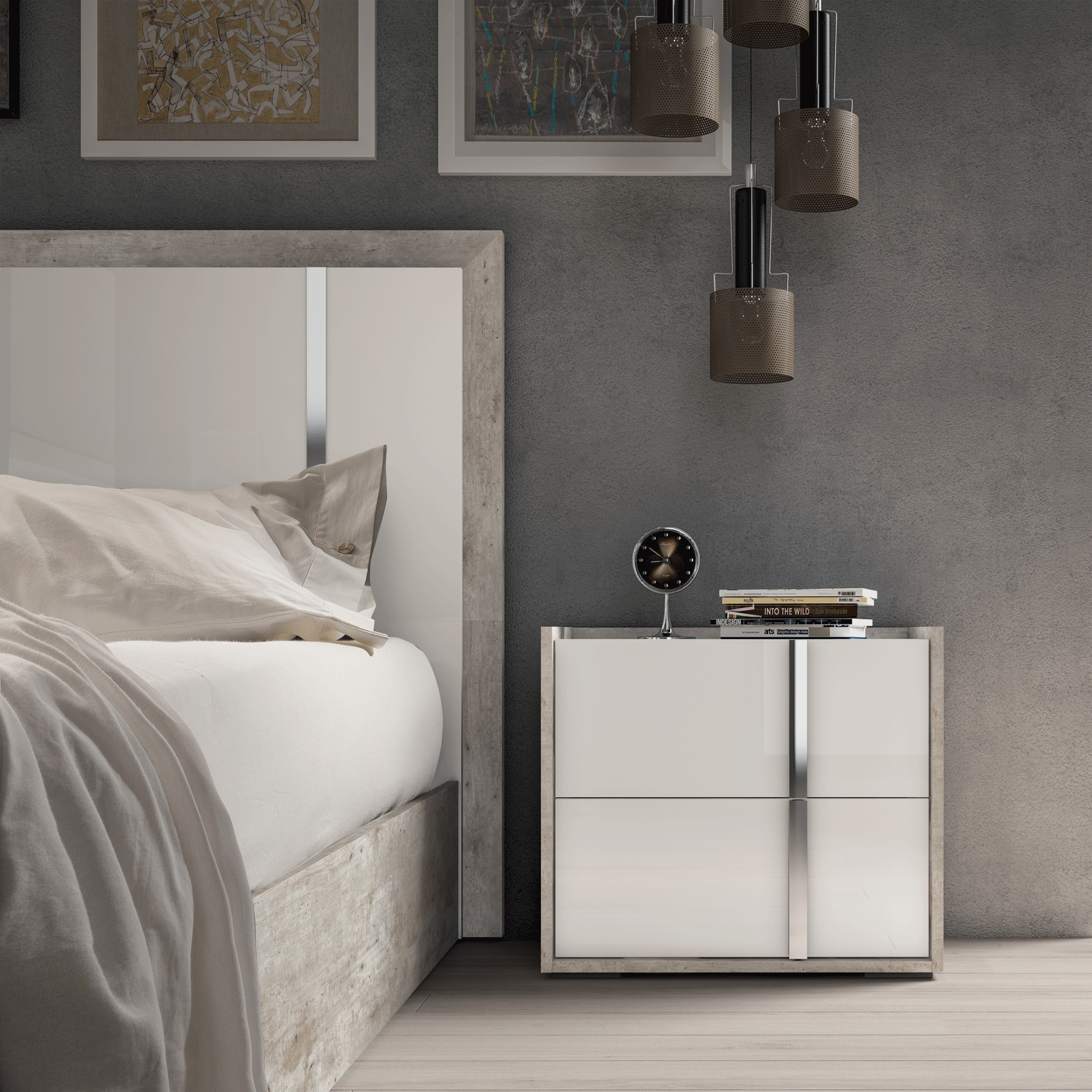High Gloss Lacquer, Mat Treviso Nightstand i25631 By ESF Furniture