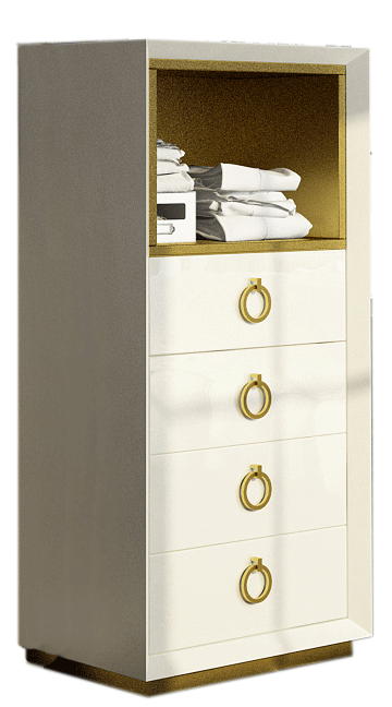 High Gloss Lacquer Velvet Chest/Dresser/Mirror p11024 By ESF Furniture