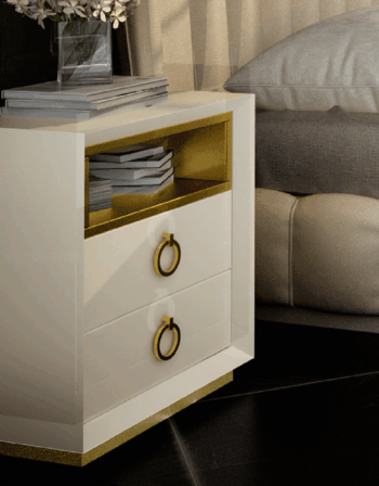 High Gloss Lacquer, Mat Velvet Nightstand i26107 By ESF Furniture
