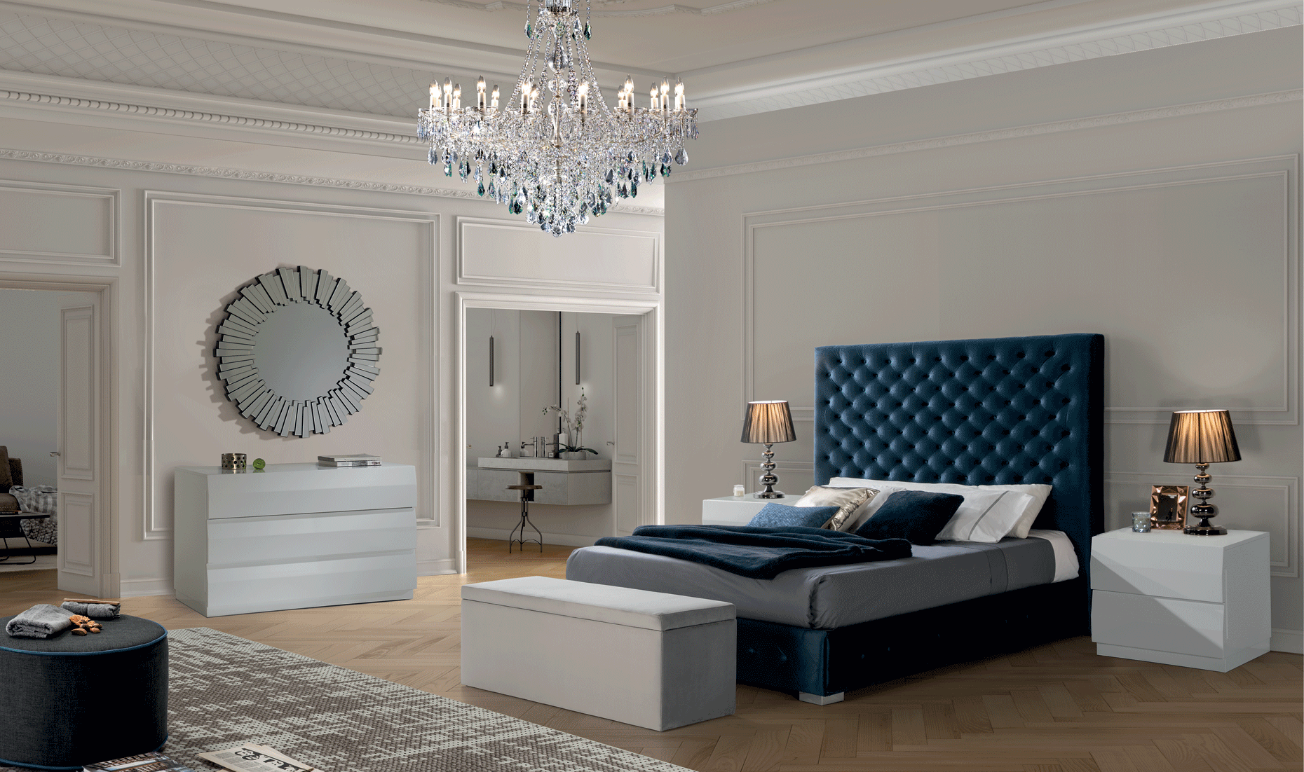 Mat Leonor Blue Bedroom Set w/ storage p11615 By ESF Furniture