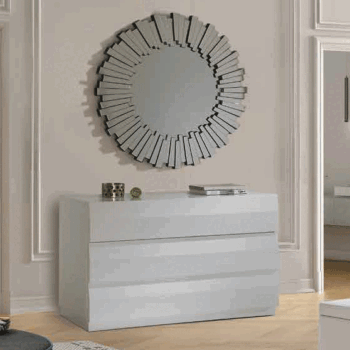 Mat C-152 White Dresser & E-100 Mirror p12518 By ESF Furniture