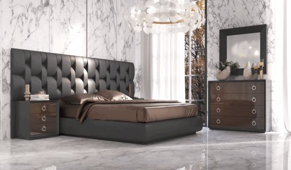 High Gloss Lacquer, Mat Emporio Black Bedroom Set p12894 By ESF Furniture - Image 2