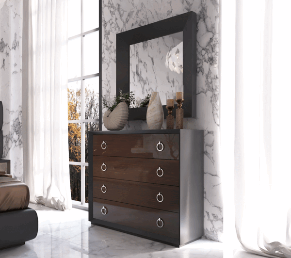 High Gloss Lacquer, Mat Emporio Black Bedroom Set p12894 By ESF Furniture - Image 3