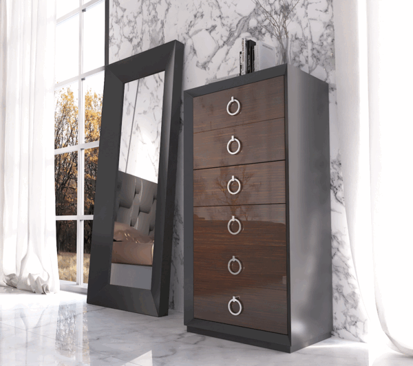 High Gloss Lacquer, Mat Emporio Black Bedroom Set p12894 By ESF Furniture - Image 4