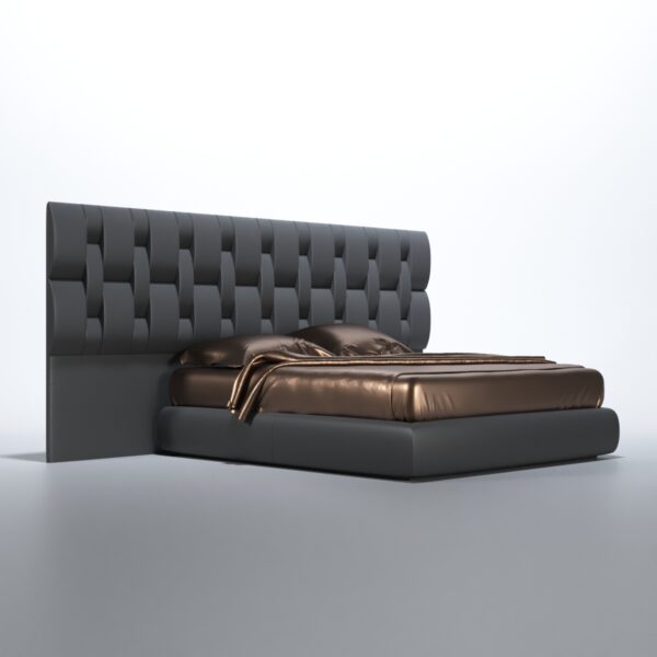 High Gloss Lacquer, Mat Emporio Black Bed p12866 By ESF Furniture - Image 2